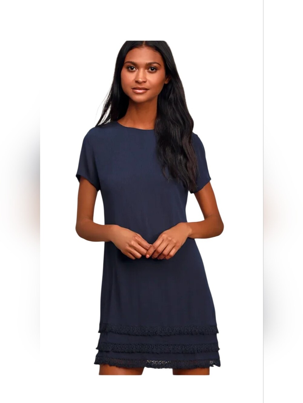 Lulu's Buenos Aires Navy Blue Shift Dress Size Small